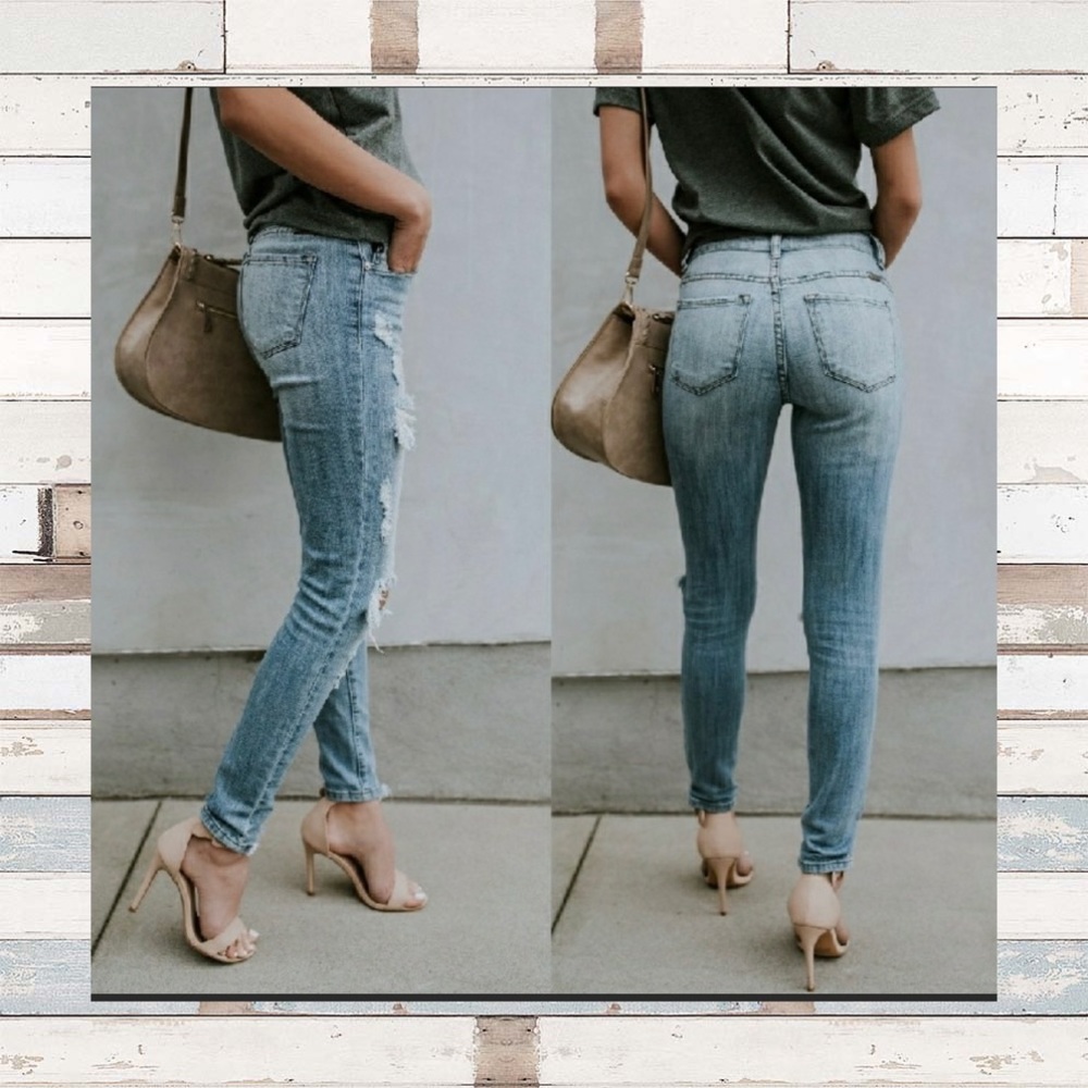 KanCan Distressed Light Wash Universal Skinny Jean - Picture 8 of 8